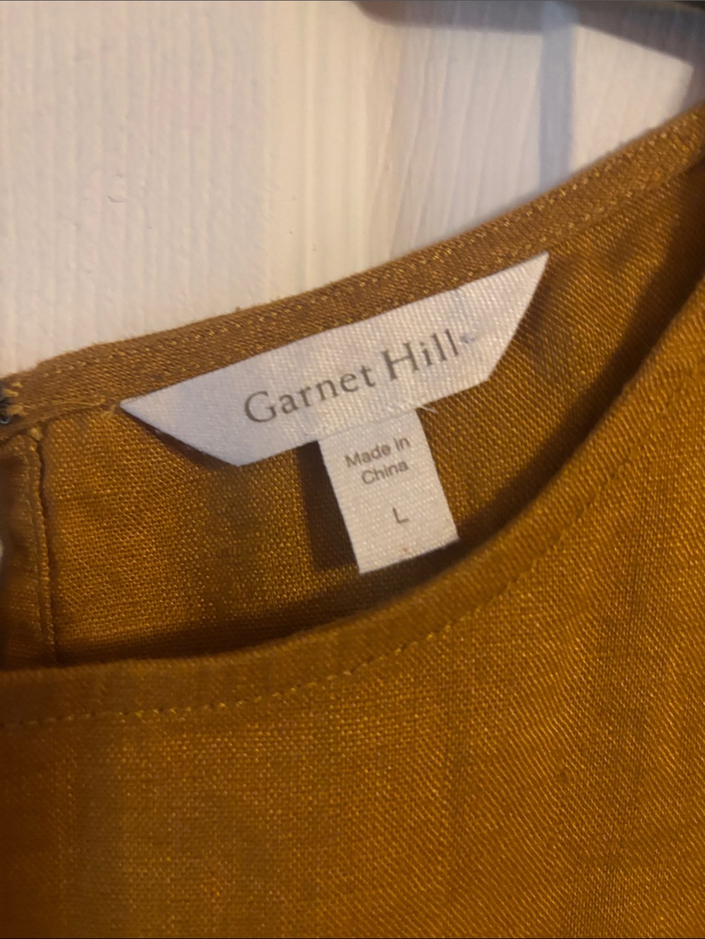 Garnet Hill Linen Mustard Midi Dress with 3/4 Sleeves - Picture 2 of 6
